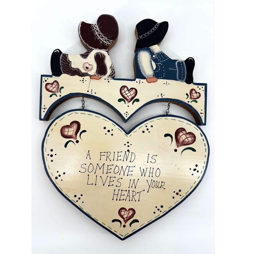 Vintage Cottagecore Wood Wall Plaque A Friend Is Someone Who Lives In Your Heart